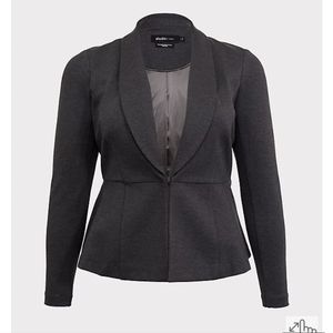 DARK GREY UPTOWN PONTE STRETCH PREMIUM PEPLUM BLAZER